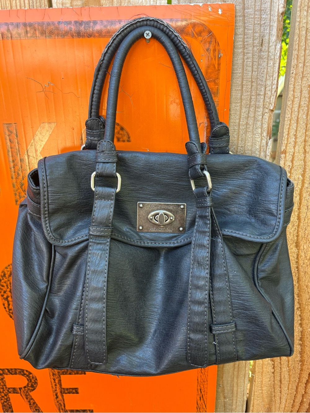 Kenneth Cole Reaction Y2K Black Leather Bag